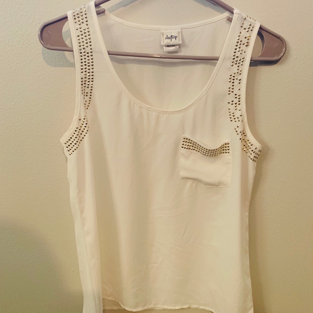 Small white chiffon glitz tank